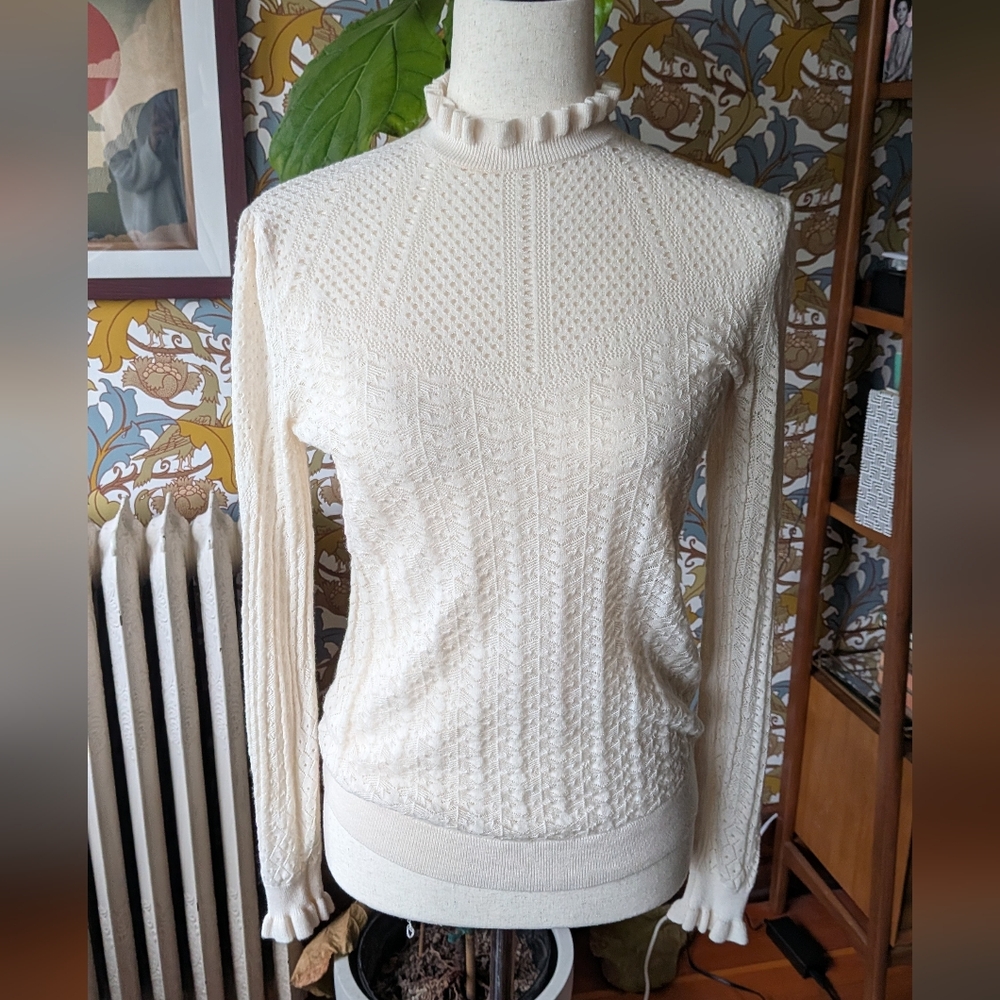 Maje Cream High Neck Sweater
